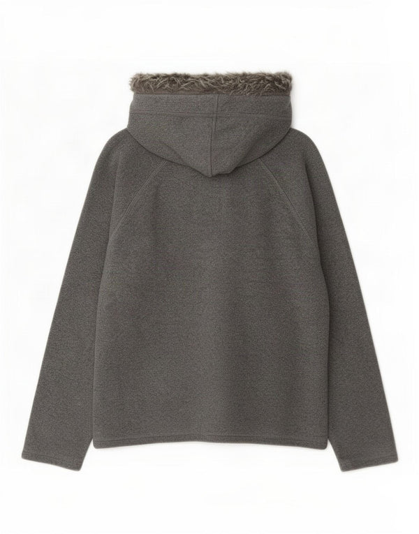 Marks & Spencer Chaqueta polar con capucha para mujer UK 44 Poliéster gris medio