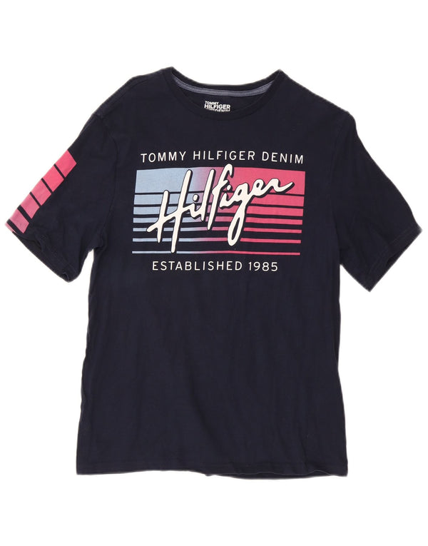 Tommy Hilfiger Camiseta gráfica para hombre Top Small Azul marino Algodón