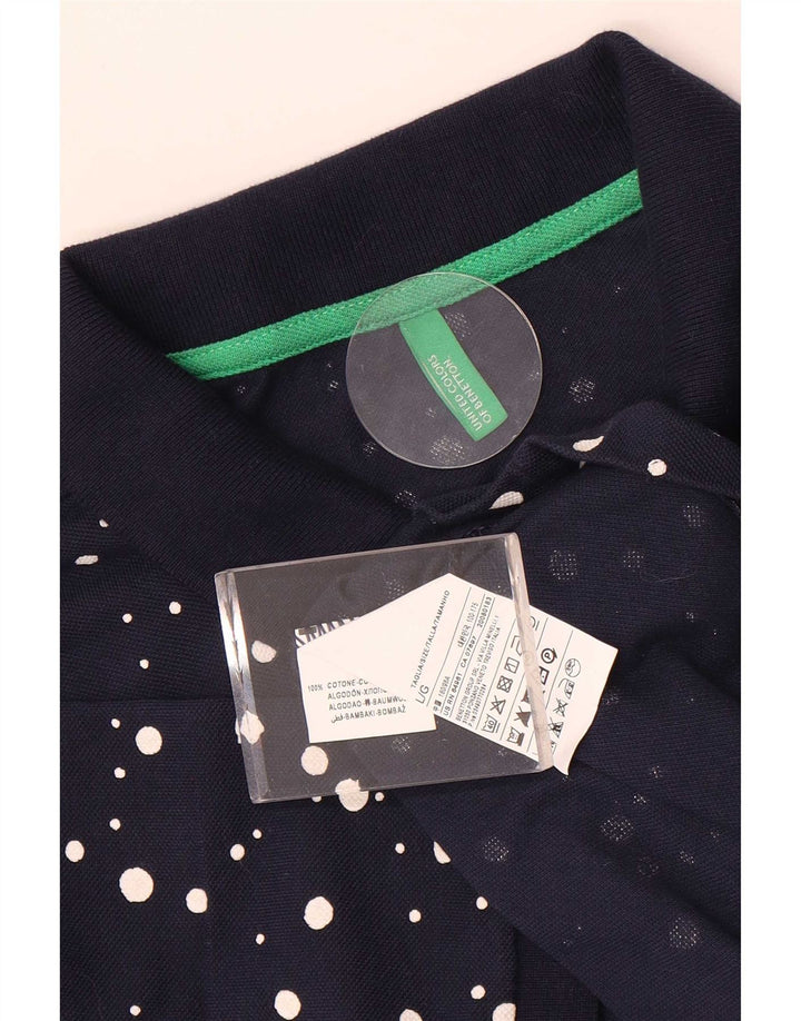 Benetton Polo De Hombre De Algodón Con Motivos Azul Marino Grande