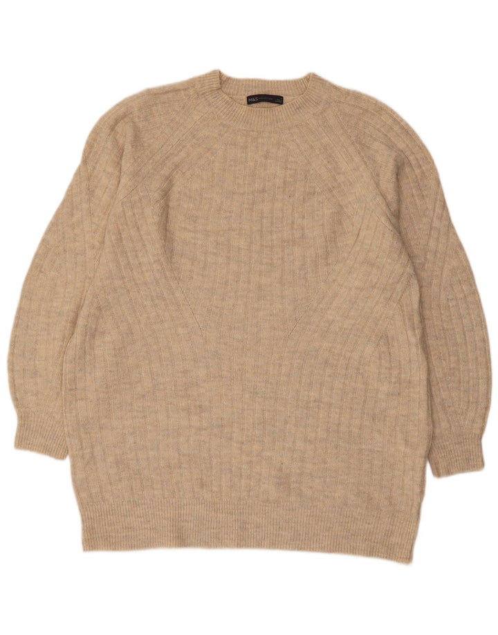 MARKS & SPENCER Suéter tipo jersey con cuello redondo para mujer UK 40 Medio Beige