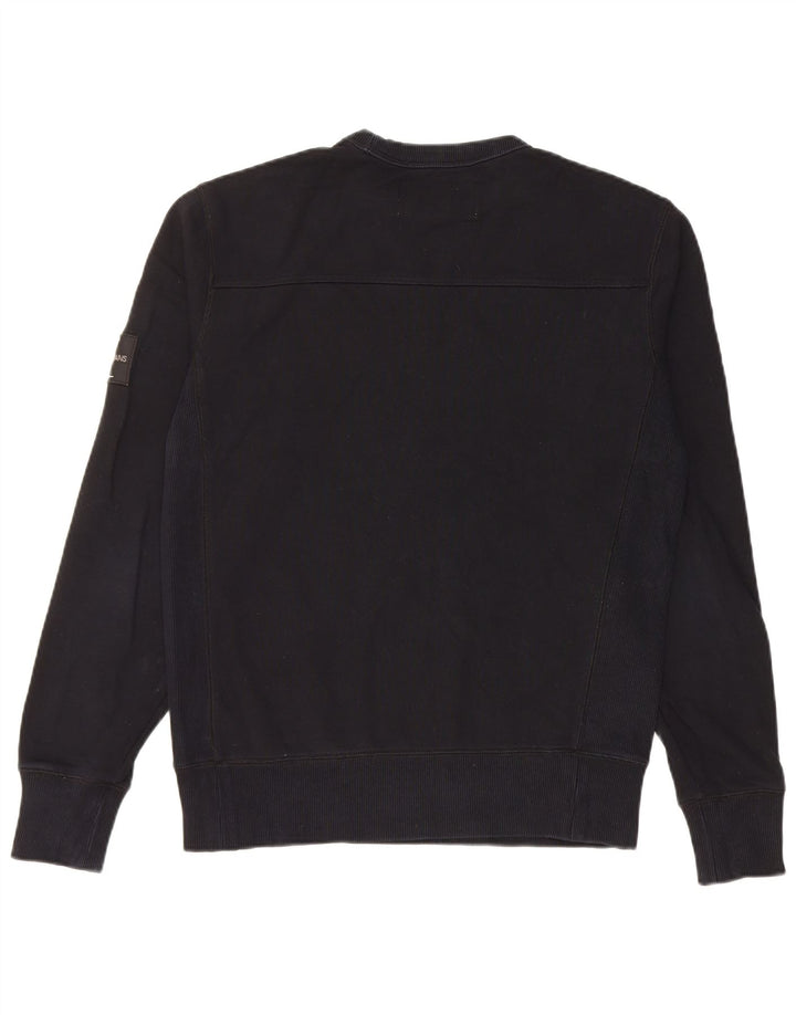 Calvin Klein Sudadera con gráfico de ajuste regular para hombre, jersey pequeño de algodón negro
