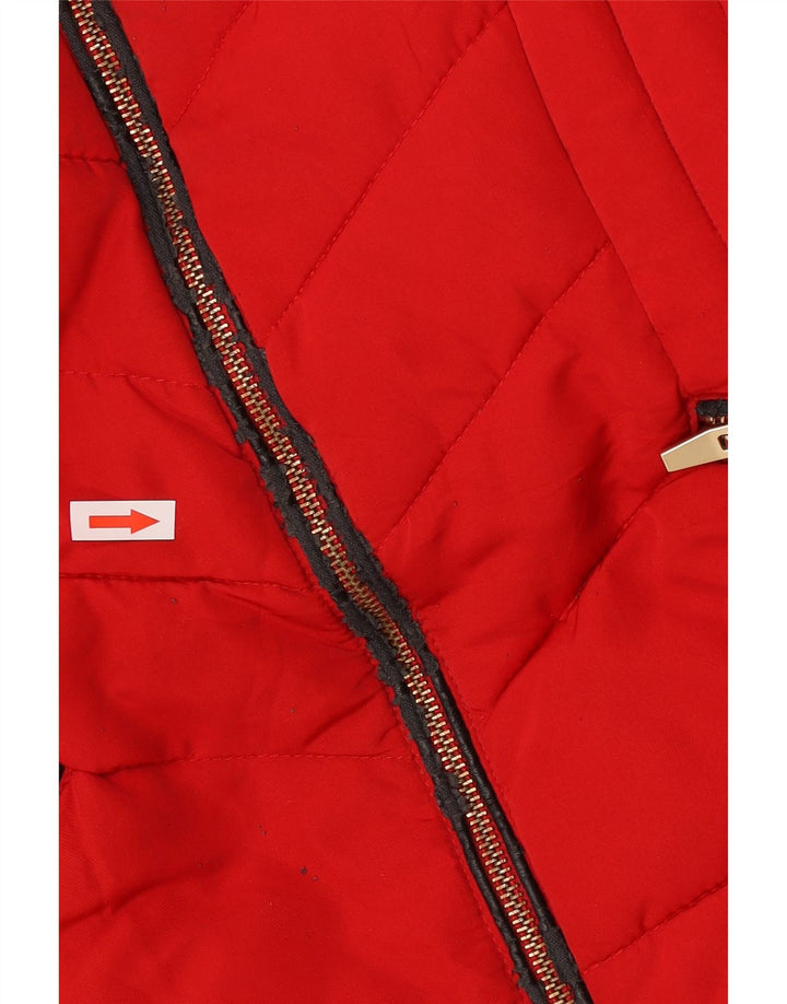 Zara Mujer Chaqueta Acolchada Con Capucha UK 6 XS Poliéster Rojo