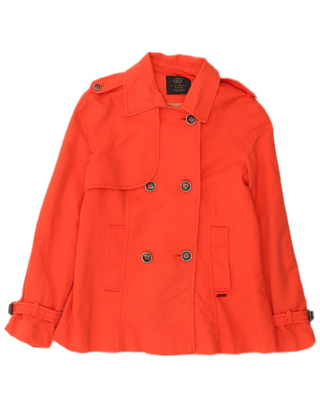 Zara Mujer Gabardina Corta UK 42 Algodón Naranja Mediano