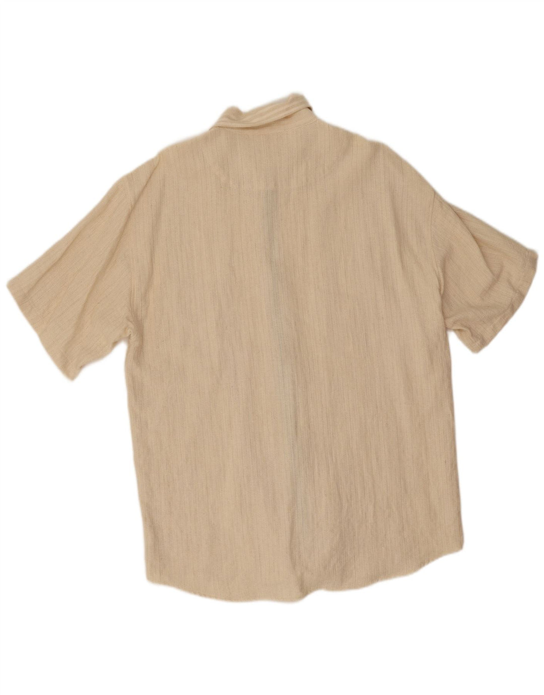 Camisa Vintage Hombre Manga Corta XL Beige Rayas