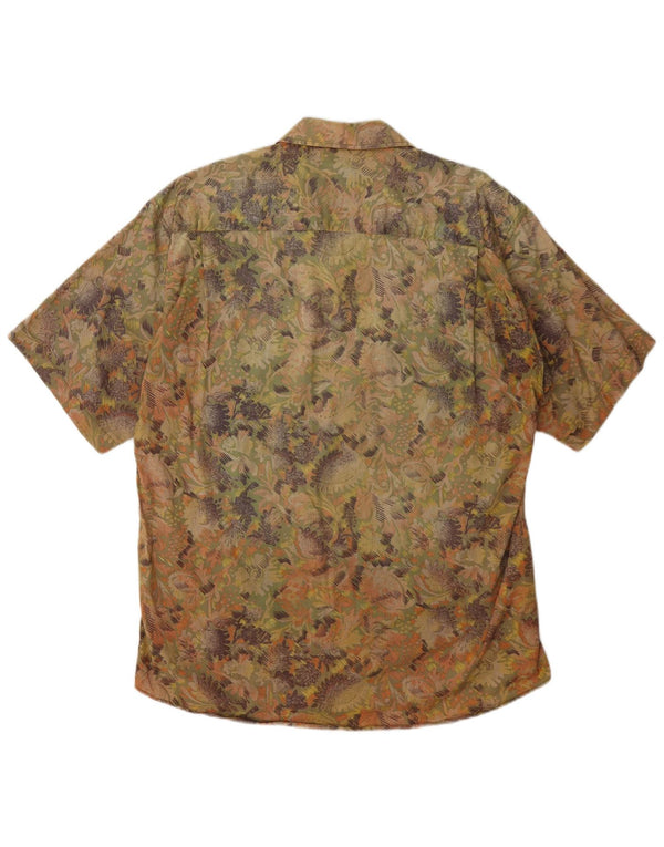 Vintage hombres camisa de manga corta grande multicolor Paisley algodón