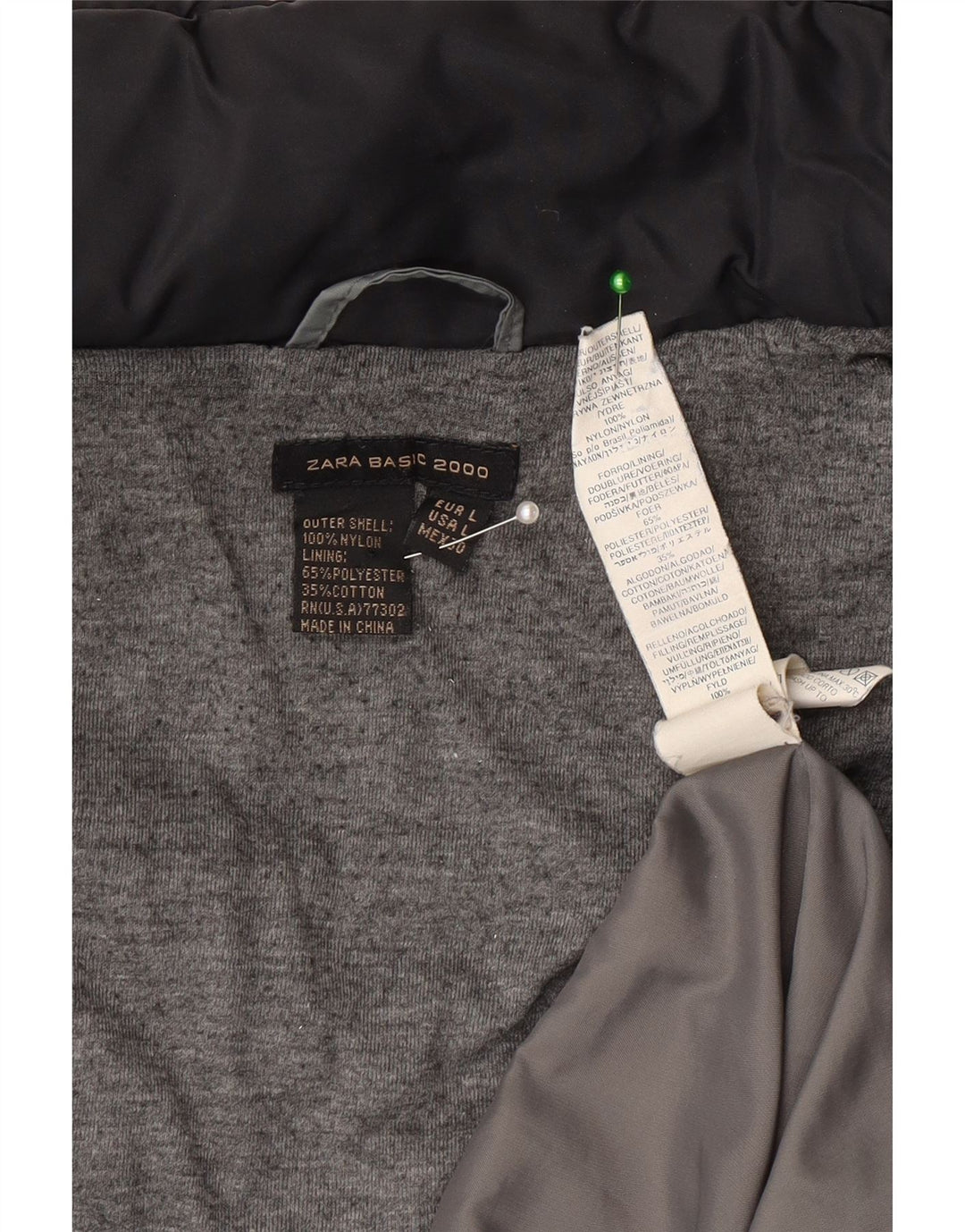 Zara Mujer Abrigo Acolchado UK 44 Grande Nylon Negro