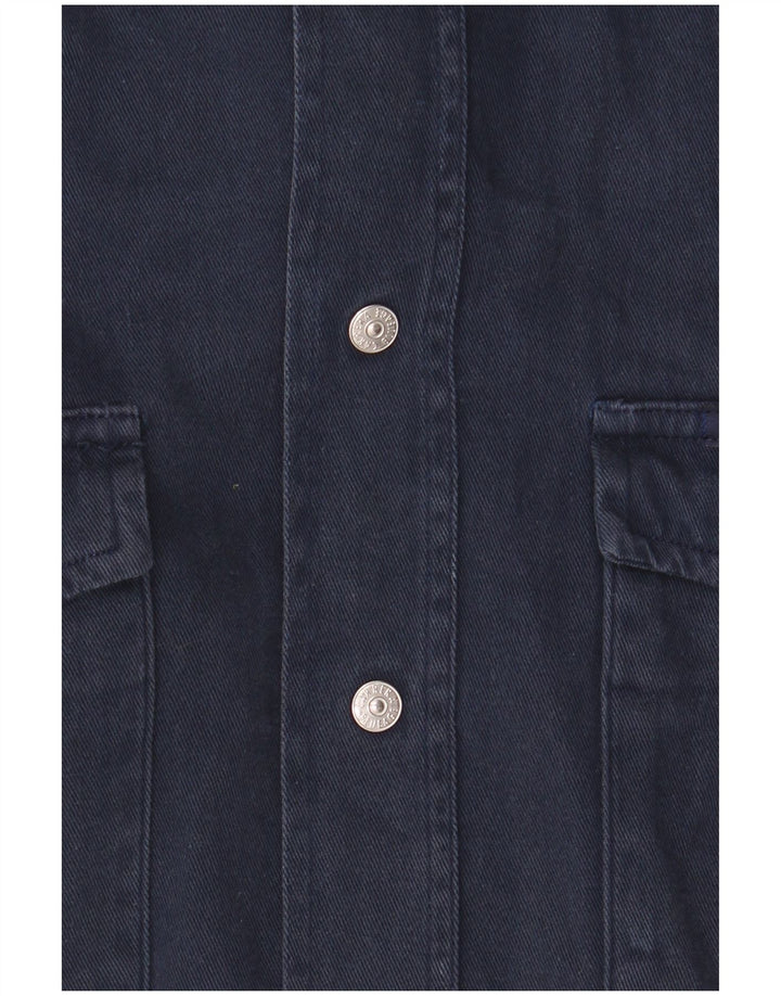Camisa Carrera Hombre Talla 39/40 Mediana Azul Marino Algodón