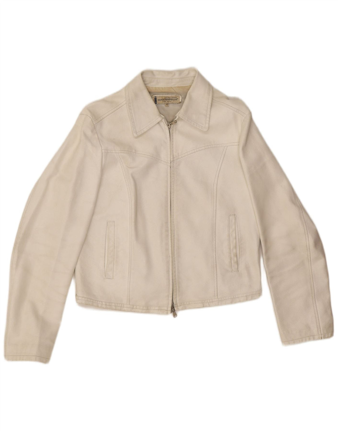 Masterpelle Chaqueta Corta De Cuero Para Mujer IT 48 XL Cuero Blanco