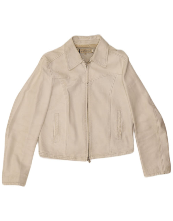 Masterpelle Chaqueta Corta De Cuero Para Mujer IT 48 XL Cuero Blanco