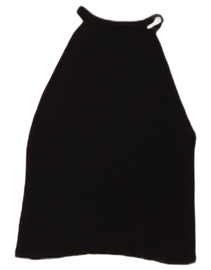 Zara Mujer Crop Halter Top UK 42 Mediano Negro