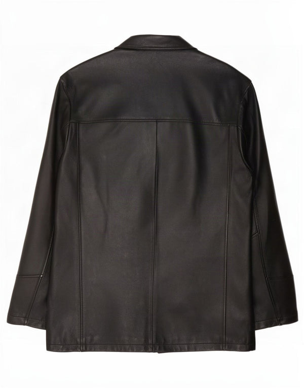 Chaqueta de cuero vintage para hombre IT 48 Medio Negro