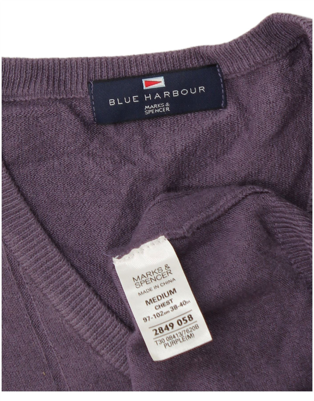 Marks & Spencer Suéter con Cuello en V Blue Harbor para Hombre Púrpura Medio