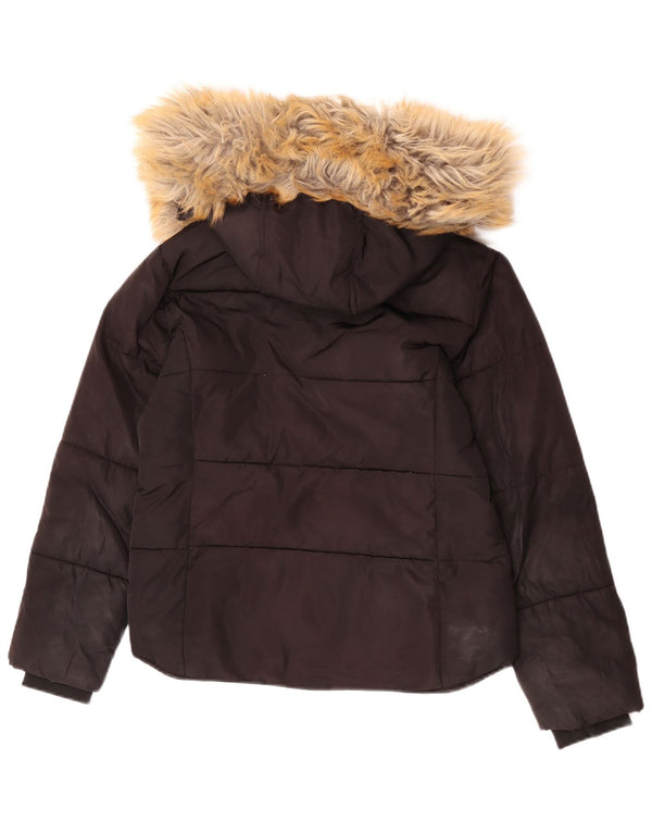 Topshop Chaqueta acolchada con capucha para mujer Petite UK 4 XS Poliéster negro