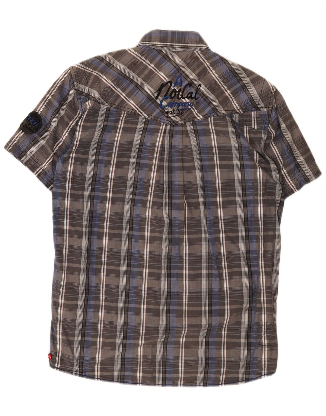 Camisa O'Neill Hombre De Manga Corta De Algodón A Cuadros Gris Medio