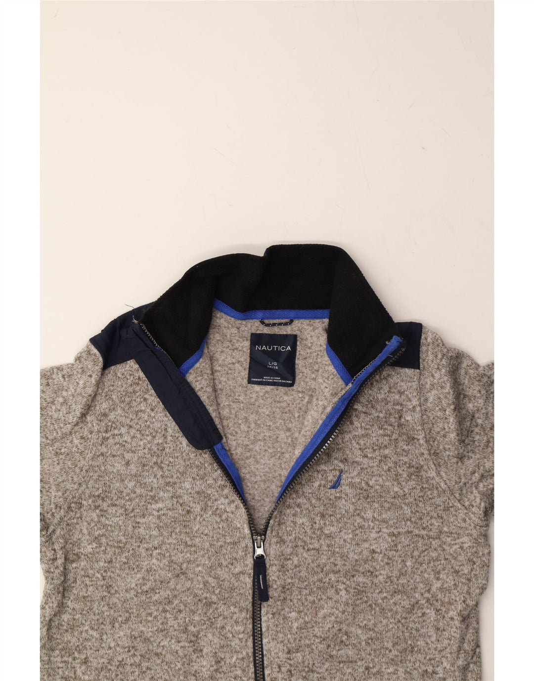 NAUTICA Boys Cardigan Sweater 14-15 Years Large Grey Flecked Polyester Vintage Nautica and Second-Hand Nautica from Messina Hembry 