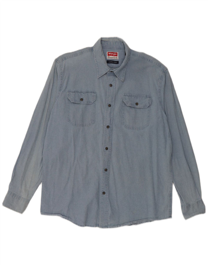 Wrangler Camisa Vaquera Para Hombre Algodón Azul Grande