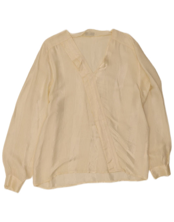 Blusa vintage de manga larga para mujer Top IT 48 XL Acetato de rayas amarillas