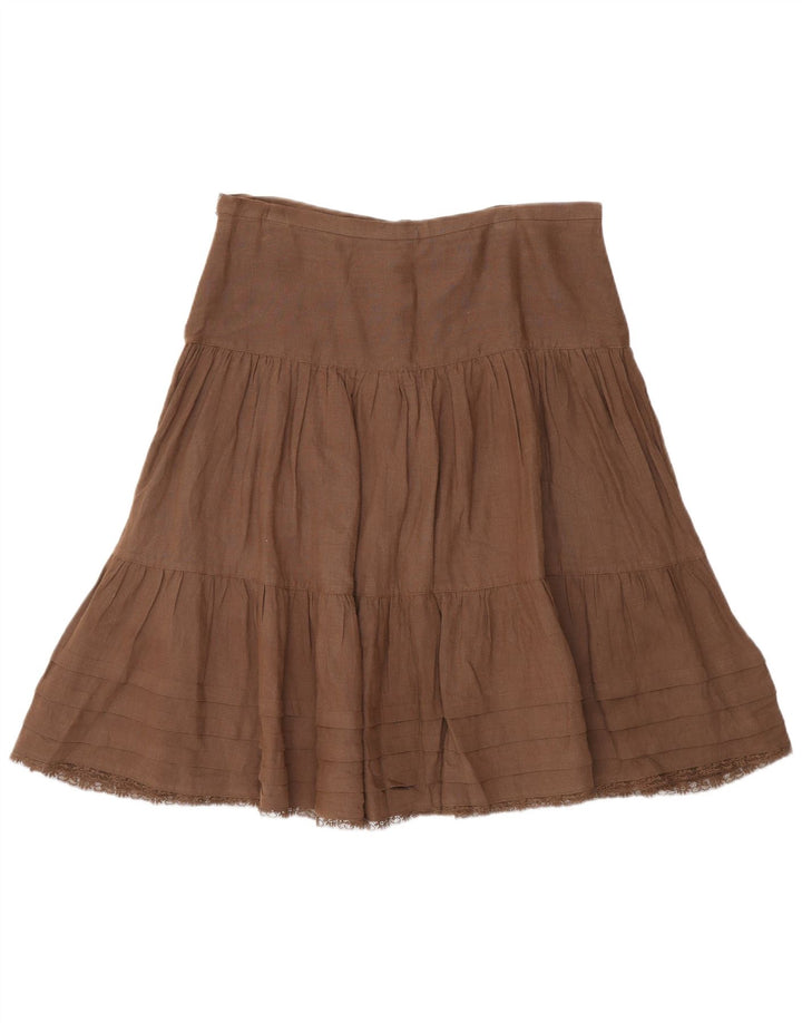 Falda Escalonada Mujer Massimo Dutti W30 Lino Marrón Medio