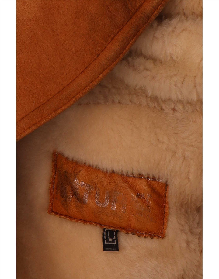 Vintage mujeres oversize shearling abrigo Reino Unido 16 grande beige