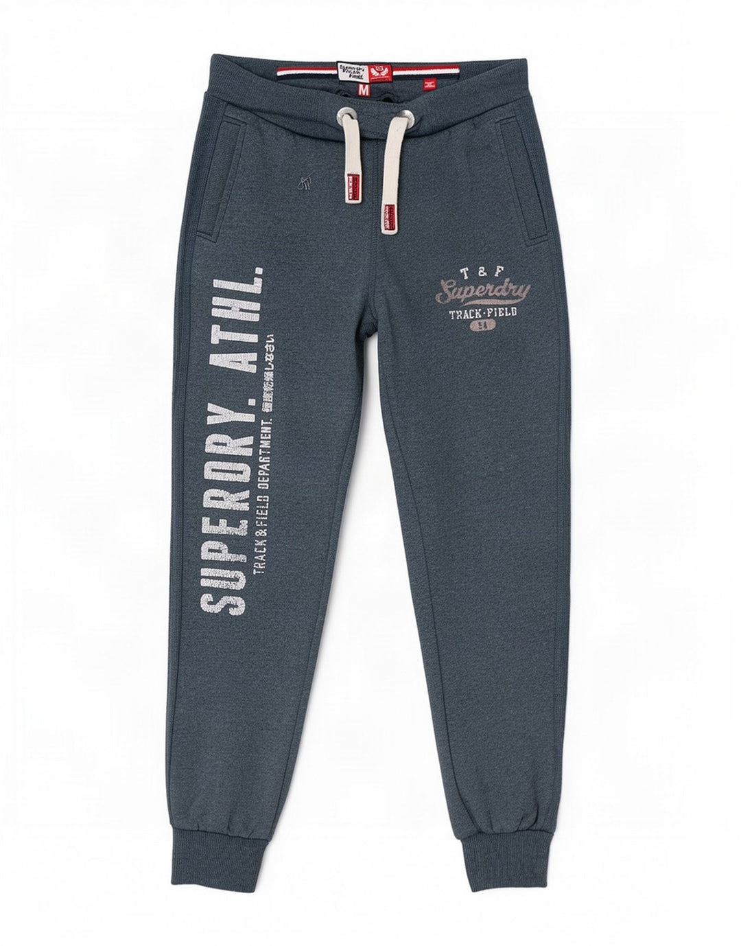 Superdry Hombre Pantalones De Chándal Gráfico Joggers De Algodón Gris Medio