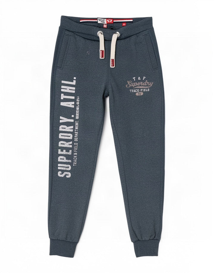 Superdry Hombre Pantalones De Chándal Gráfico Joggers De Algodón Gris Medio