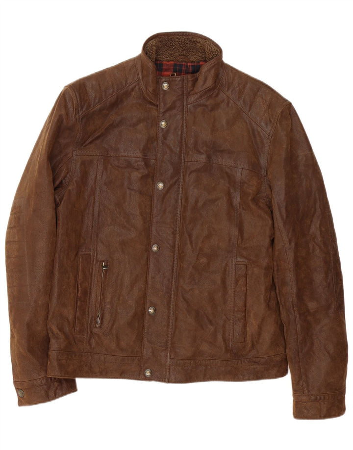 North Coast Society Chaqueta de cuero para hombre UK 38 Marrón medio