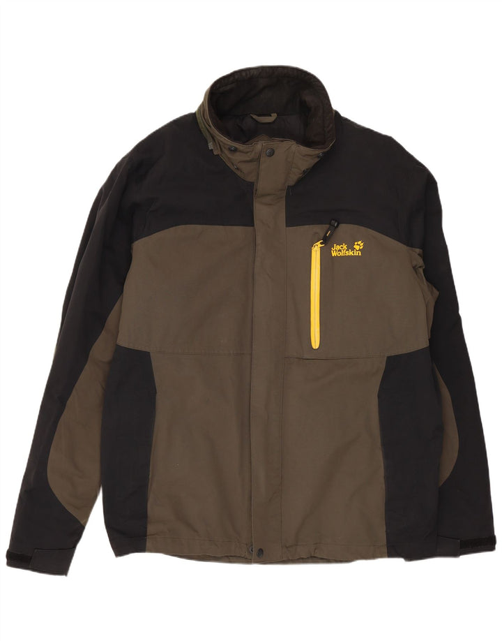 JACK WOLFSKIN Chaqueta cortavientos para hombre UK 40/42 Large Azul marino Colorblock