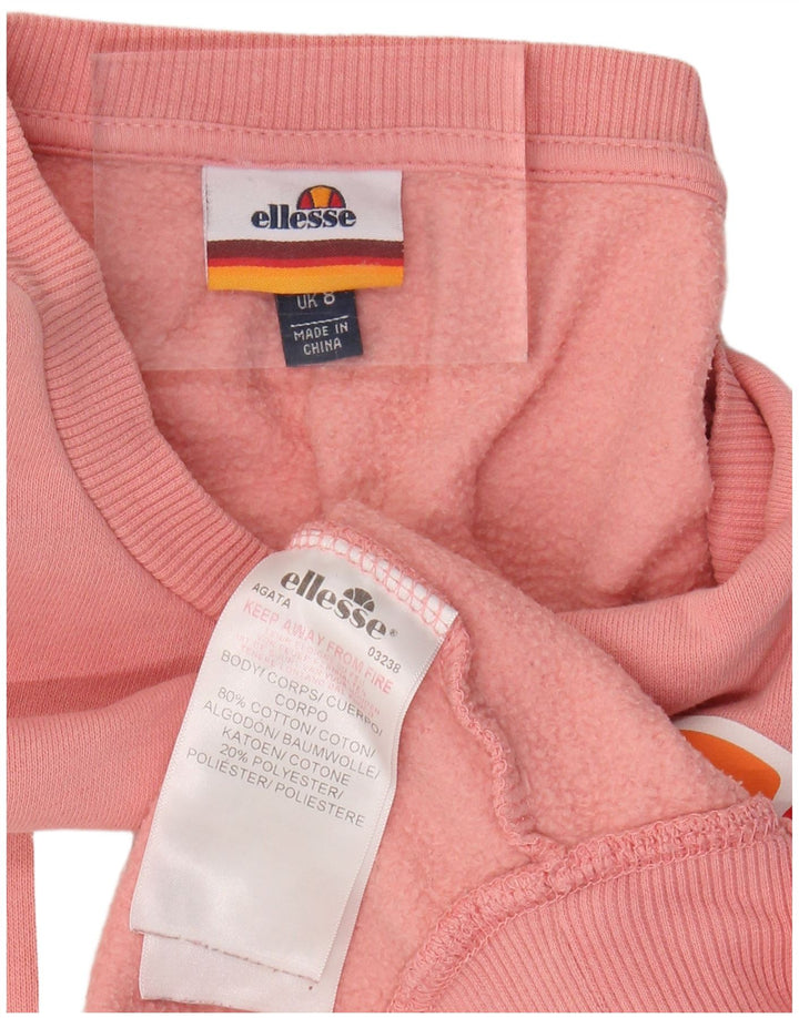 ELLESSE Sudadera con gráfico extragrande para mujer UK 8 Small Pink Cotton