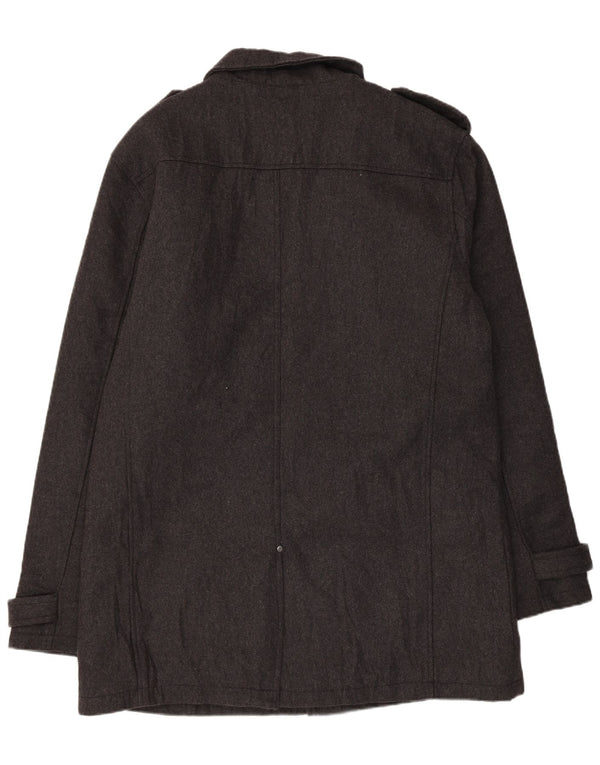 Blend Abrigo militar para hombre UK 44 2XL Lana gris