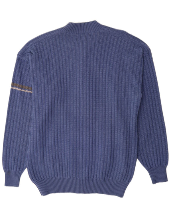 Vintage hombres Cardigan suéter grande azul
