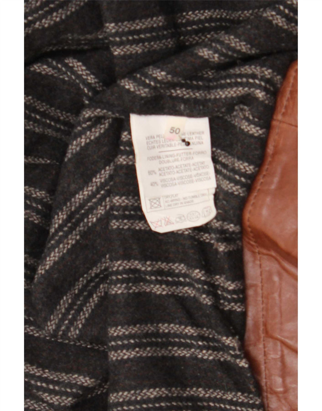 Chaqueta utilitaria de cuero vintage para hombre IT 50 Large Brown