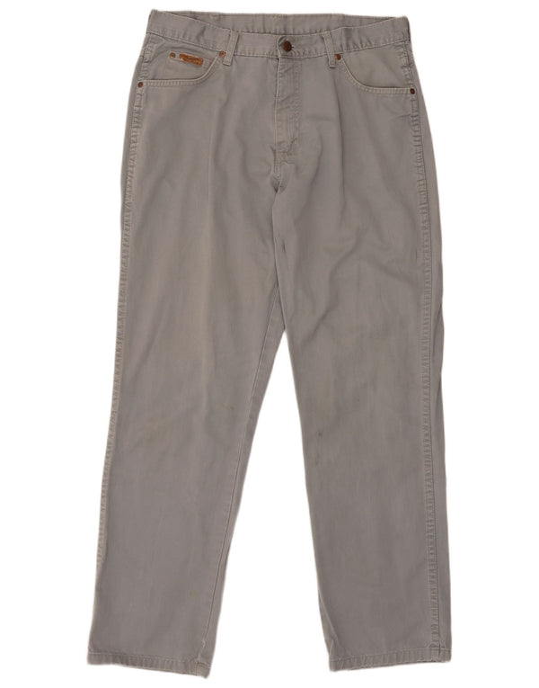 Pantalones Wrangler Mujer Rectos Casuales W32 L31 Gris Clásico