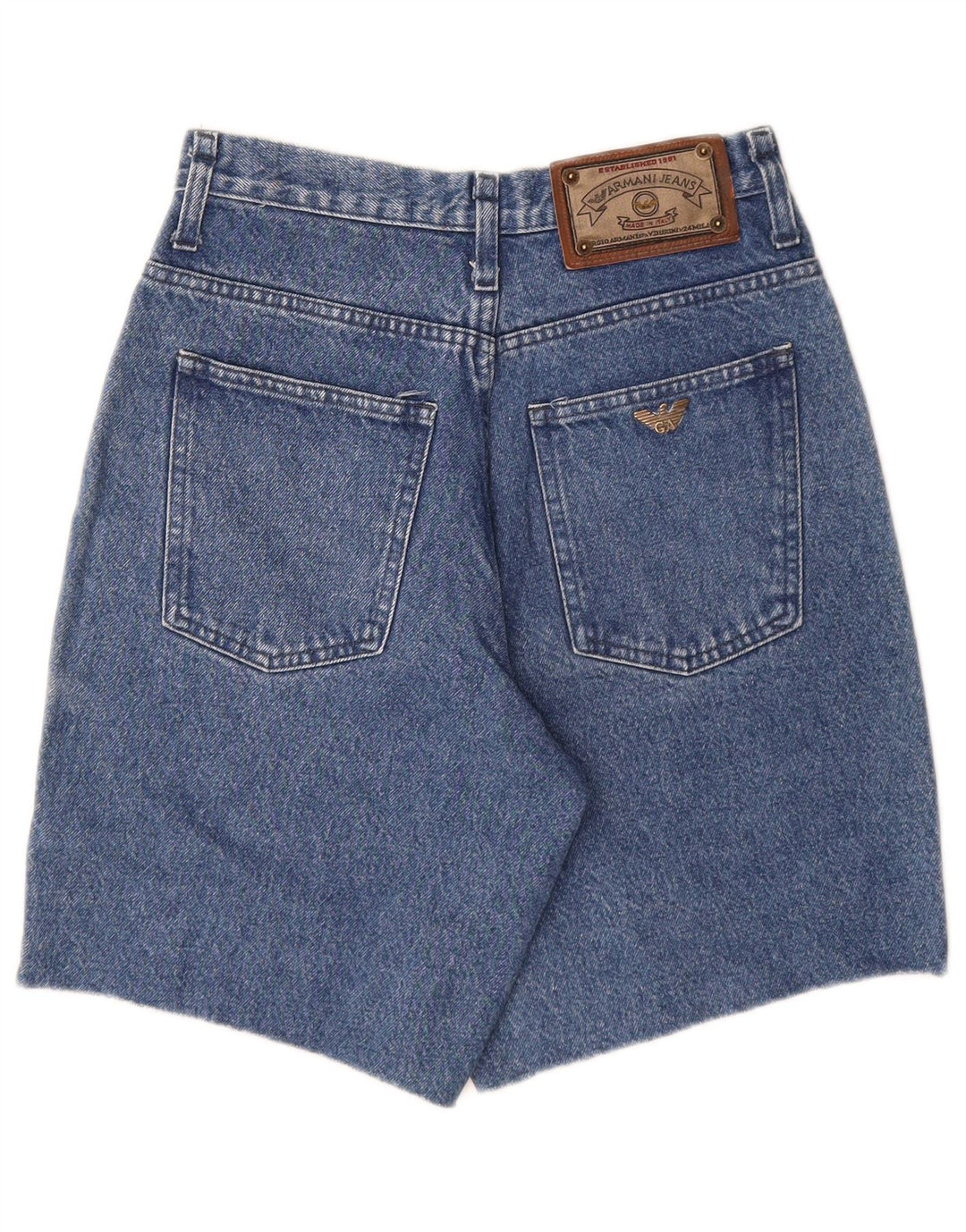 ARMANI Shorts Vaqueros De Talle Alto W29 Azul Medio Algodón