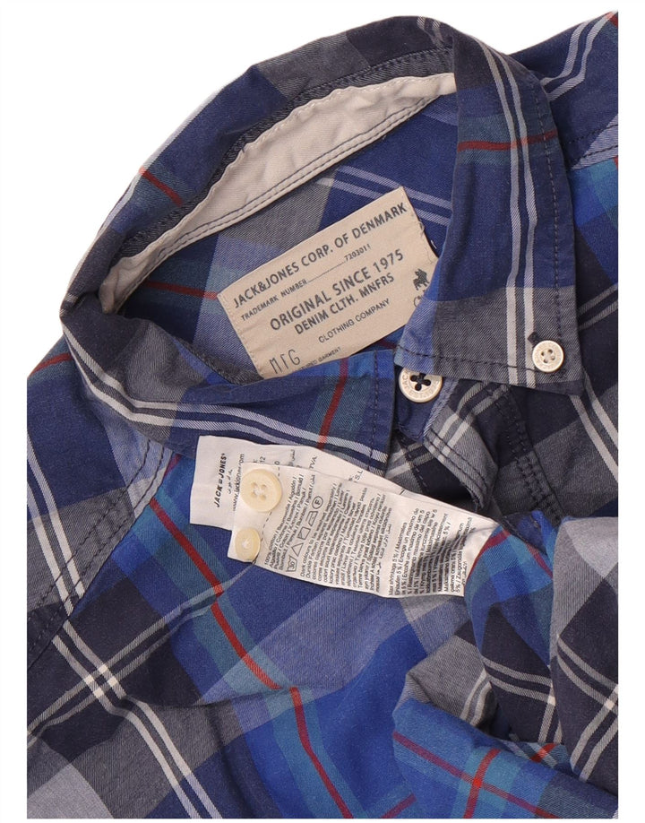 Jack & Jones Camisa de franela para niño 11-12 años Algodón a cuadros azul