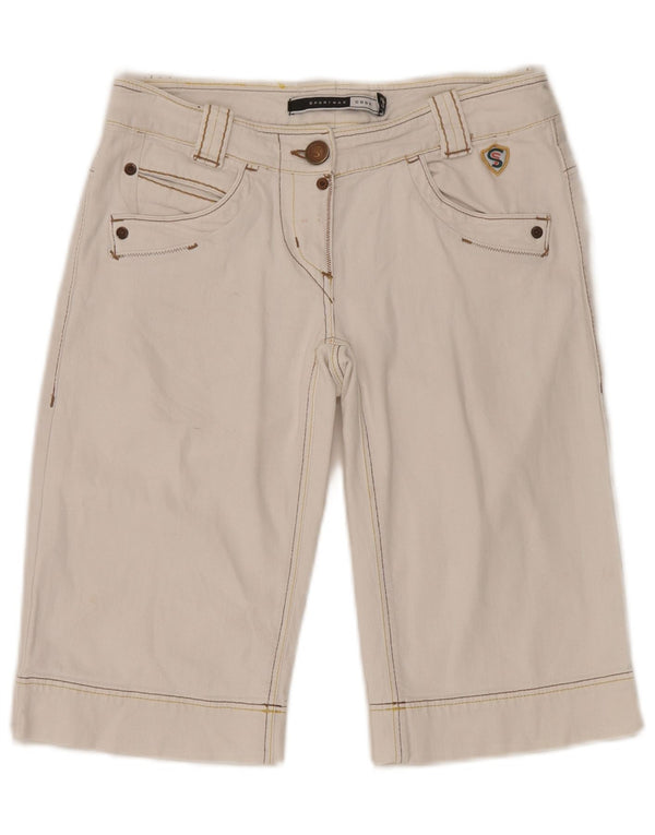 Sportmax Pantalones cortos vaqueros para mujer UK 8 Small W27 Algodón blanco
