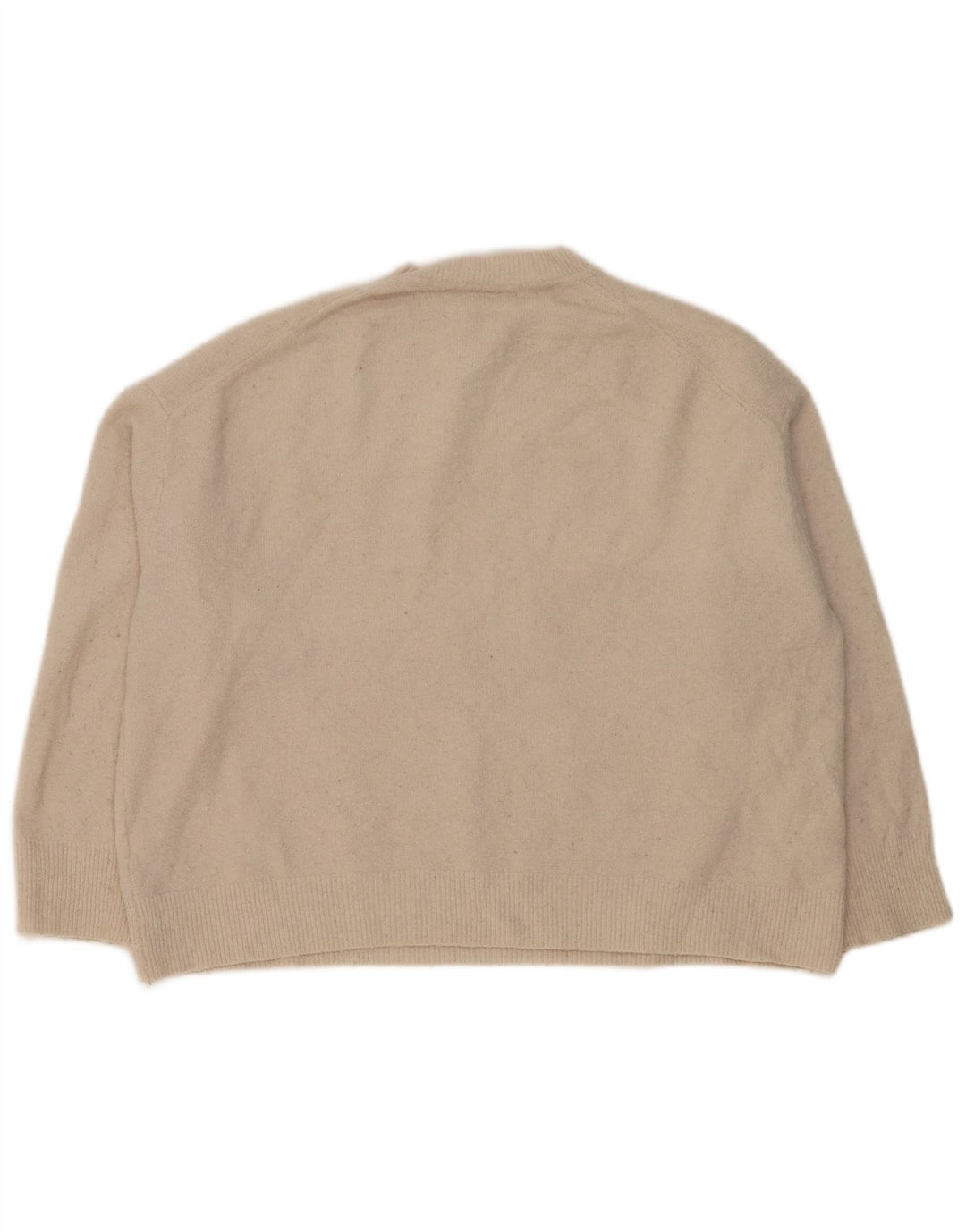 Zara Mujer Crop Jersey De Cuello Redondo De Gran Tamaño UK 44 Medium Beige