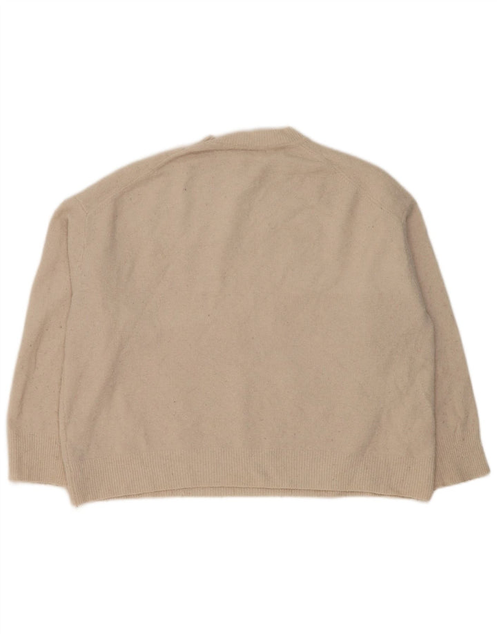 Zara Mujer Crop Jersey De Cuello Redondo De Gran Tamaño UK 44 Medium Beige