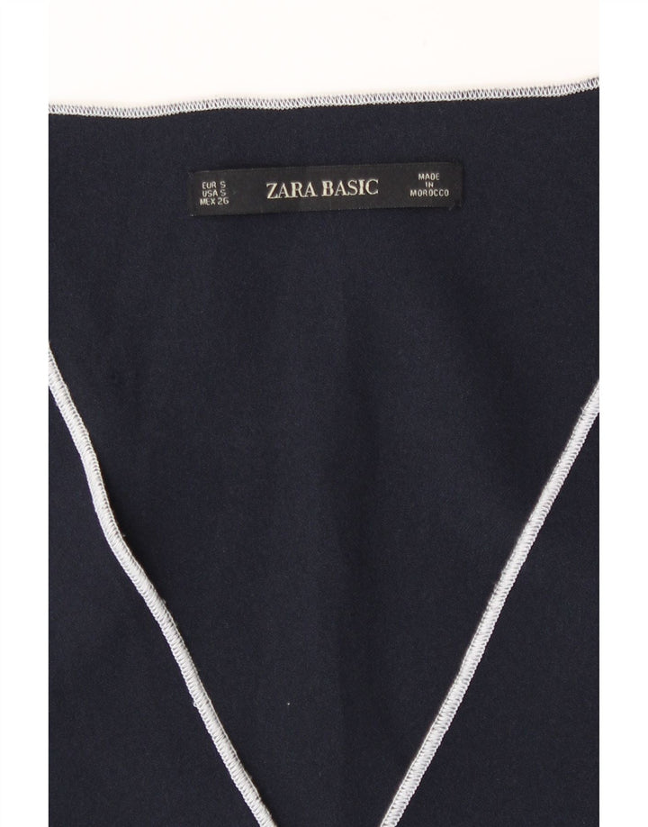 Zara Mujer Vestido Recto UK 10 Small Azul Marino