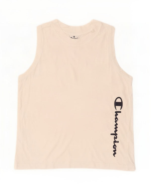 Champion Camiseta Sin Mangas Estampada Mujer UK 40 Grande Blanco
