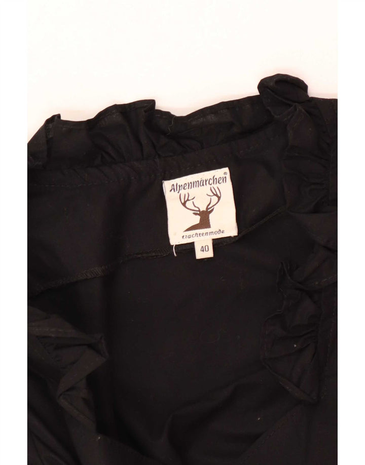 Alpenmarchen Blusa corta con volantes en la parte delantera para mujer EU 40 Medium Black