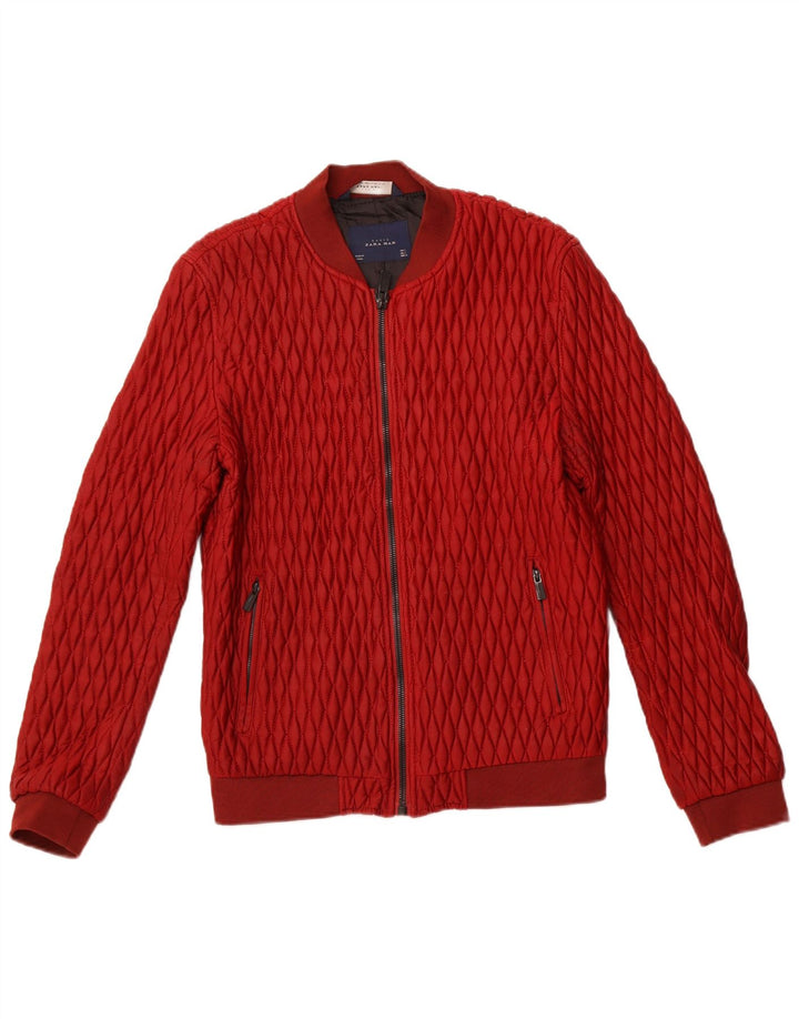 Zara Chaqueta Bomber Acolchada Para Hombre UK 40 Grande Poliéster Rojo