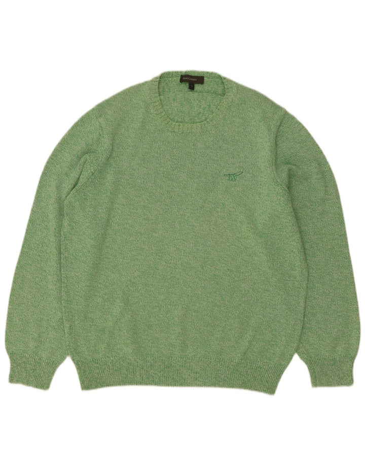 Henry Cottons Jersey de cuello redondo para hombre de algodón verde medio