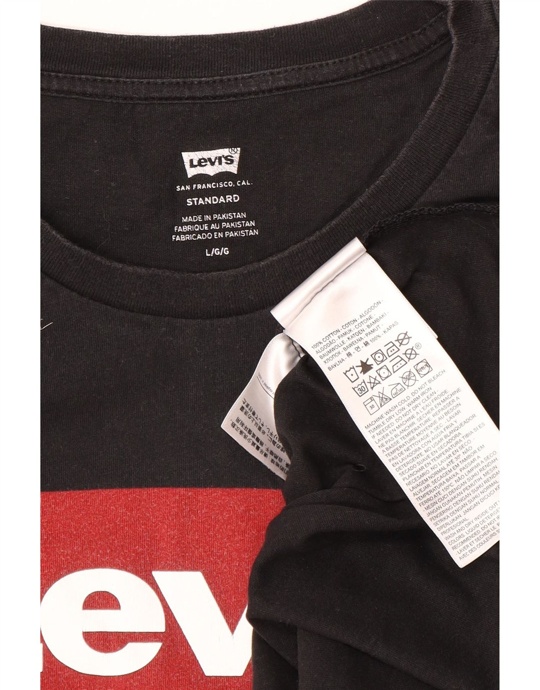 Levi's Top gráfico de ajuste estándar para hombre, manga larga, algodón negro grande