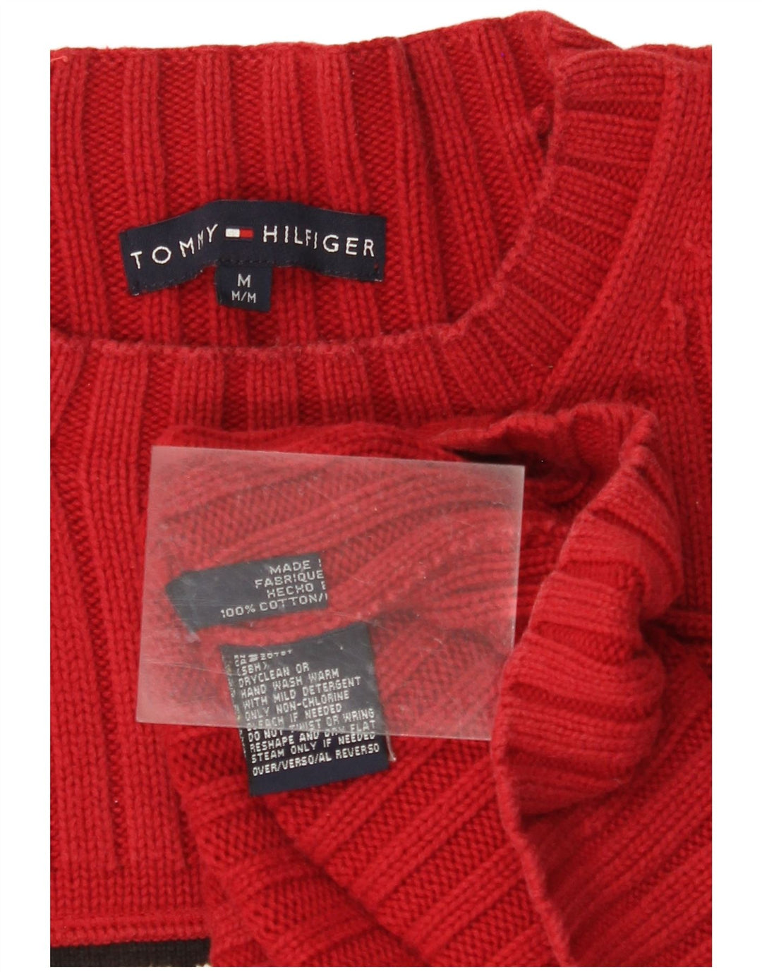 TOMMY HILFIGER Jersey con cuello redondo y gráfico para mujer, talla 44, talla M, color rojo
