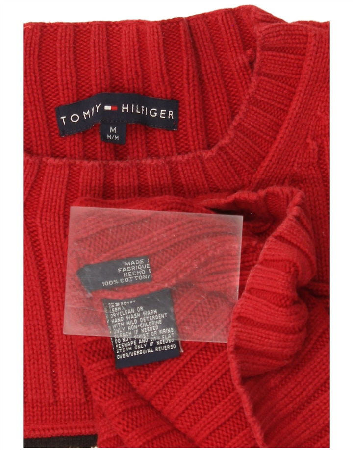 TOMMY HILFIGER Jersey con cuello redondo y gráfico para mujer, talla 44, talla M, color rojo
