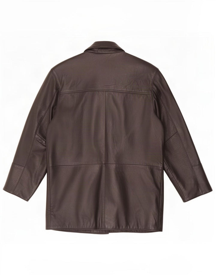 Giorgio Mobiani Chaqueta de cuero extragrande para mujer UK 10 Small Black