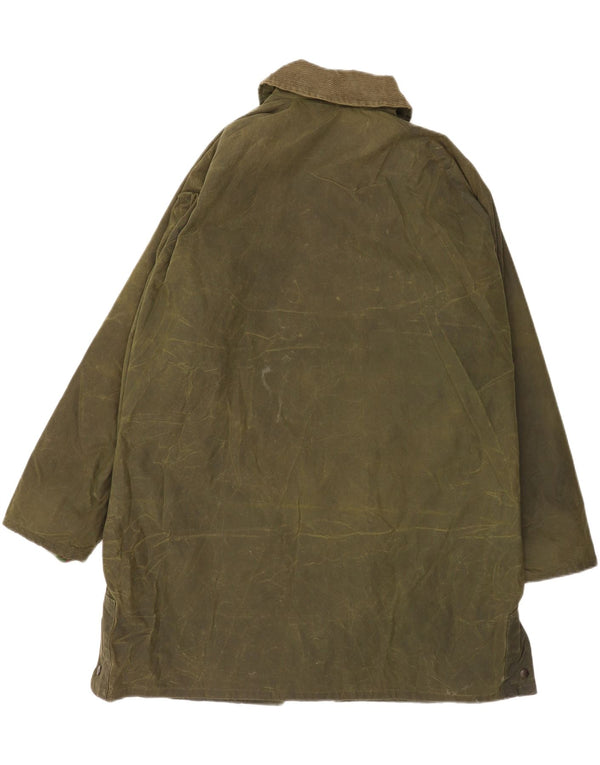 Vintage Mens Country Wear Abrigo de algodón encerado Reino Unido 42 XL Caqui