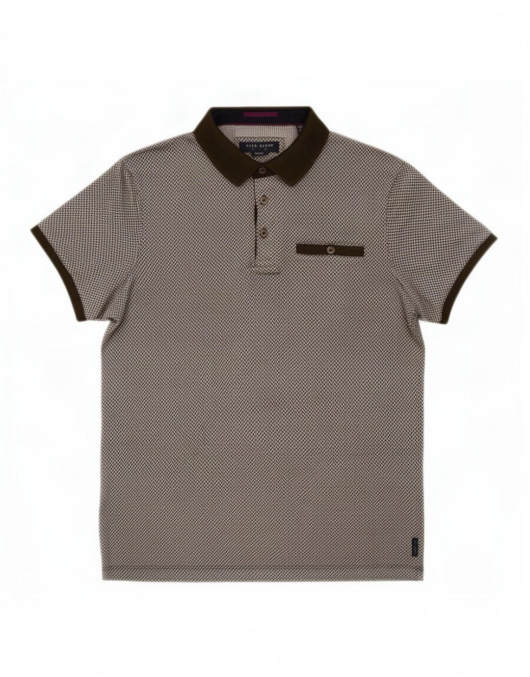 Ted Baker Polo para hombre talla 3 mediano caqui algodón geométrico