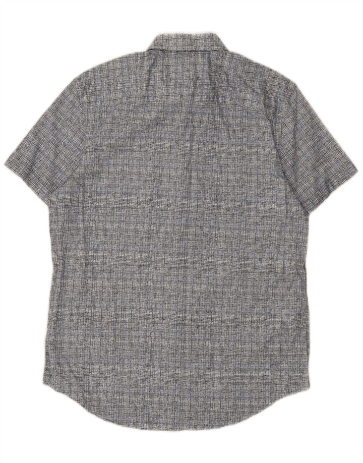 Camisa Calvin Klein Hombre Manga Corta Algodón A Cuadros Azul Medio
