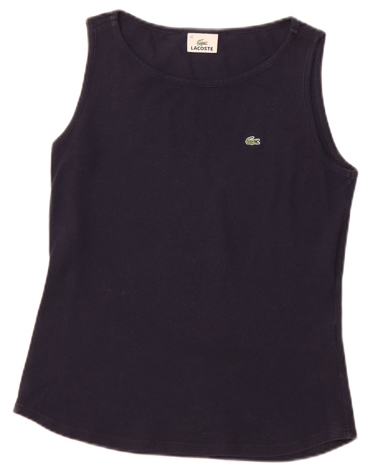 LACOSTE Mujer Chaleco Top Talla 42 Grande Azul Marino Algodón